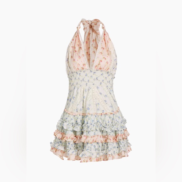 Quintelle Floral Halterneck Minidress Blooming Medley Size M - Picture 1 of 4